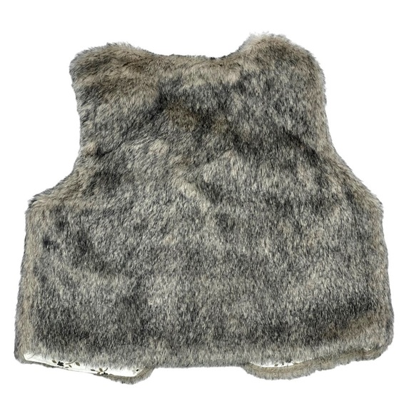 CARTERS Brown & Gray Lined Faux Fur Sleeveless Vest Jacket Size 9 Months - Picture 2 of 6